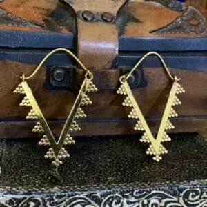 Boho Brass Triangle Hoop Earrings